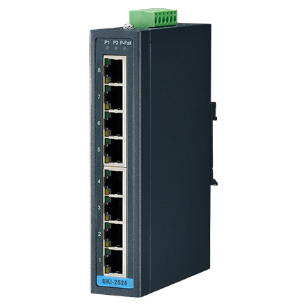 EKI-2528DI, 8 port fast ethernet unmanaged switch